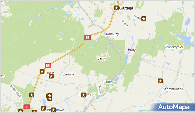 mapa Jamy gmina Rogóźno, Jamy gmina Rogóźno na mapie Targeo