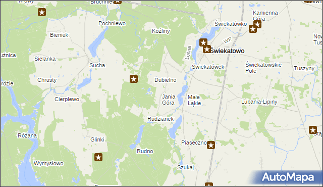 mapa Jania Góra gmina Świekatowo, Jania Góra gmina Świekatowo na mapie Targeo