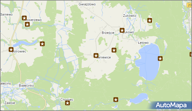 mapa Janiewice, Janiewice na mapie Targeo