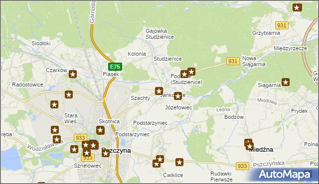 mapa Jankowice gmina Pszczyna, Jankowice gmina Pszczyna na mapie Targeo