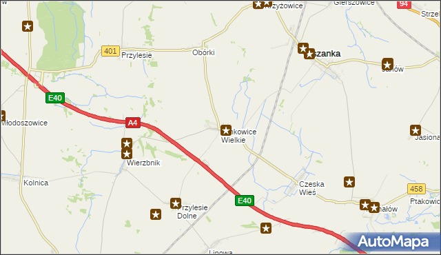 mapa Jankowice Wielkie, Jankowice Wielkie na mapie Targeo