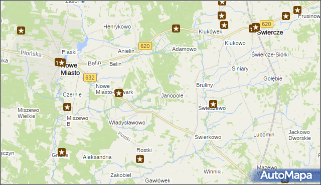 mapa Janopole gmina Nowe Miasto, Janopole gmina Nowe Miasto na mapie Targeo