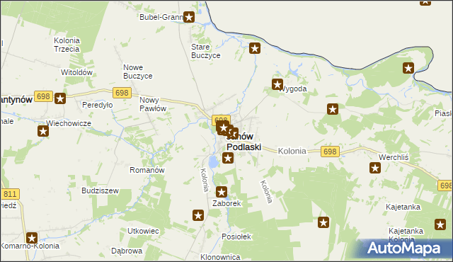 mapa Janów Podlaski, Janów Podlaski na mapie Targeo