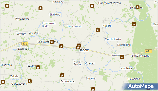 mapa Janów powiat sokólski, Janów powiat sokólski na mapie Targeo