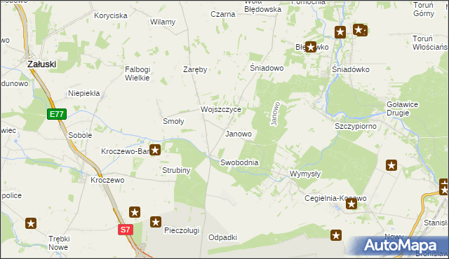 mapa Janowo gmina Zakroczym, Janowo gmina Zakroczym na mapie Targeo