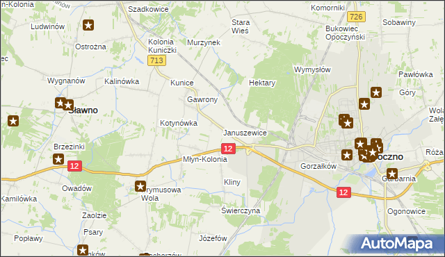 mapa Januszewice gmina Opoczno, Januszewice gmina Opoczno na mapie Targeo