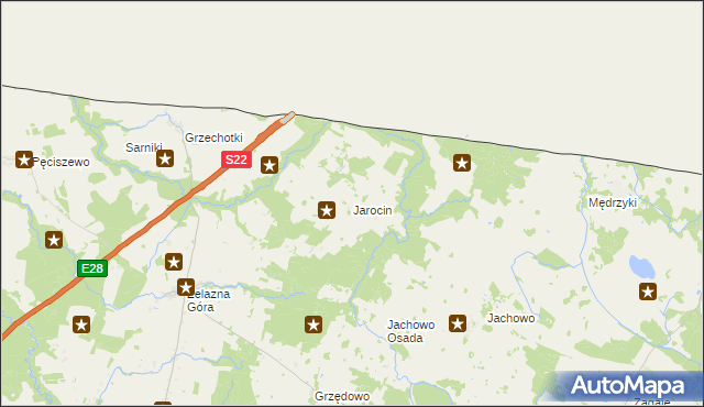 mapa Jarocin gmina Braniewo, Jarocin gmina Braniewo na mapie Targeo