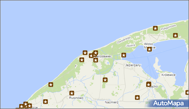 mapa Jarosławiec gmina Postomino, Jarosławiec gmina Postomino na mapie Targeo