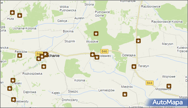 mapa Jarosławiec gmina Uchanie, Jarosławiec gmina Uchanie na mapie Targeo