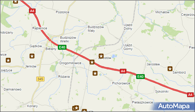 mapa Jarostów, Jarostów na mapie Targeo