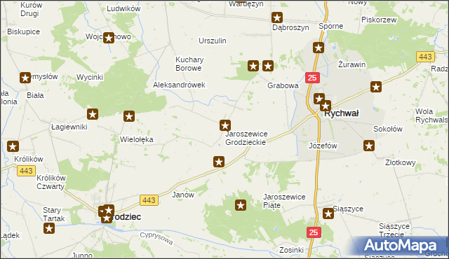 mapa Jaroszewice Grodzieckie, Jaroszewice Grodzieckie na mapie Targeo