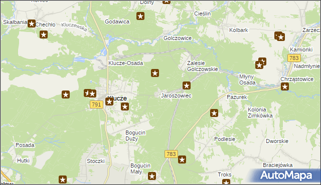 mapa Jaroszowiec, Jaroszowiec na mapie Targeo