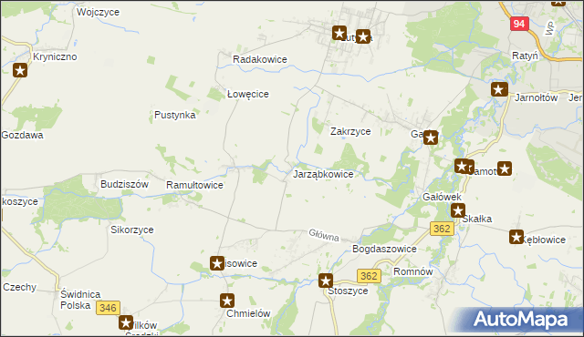 mapa Jarząbkowice gmina Kostomłoty, Jarząbkowice gmina Kostomłoty na mapie Targeo