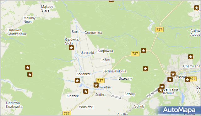 mapa Jaśce, Jaśce na mapie Targeo