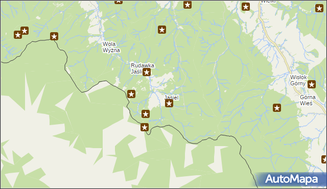 mapa Jasiel gmina Jaśliska, Jasiel gmina Jaśliska na mapie Targeo