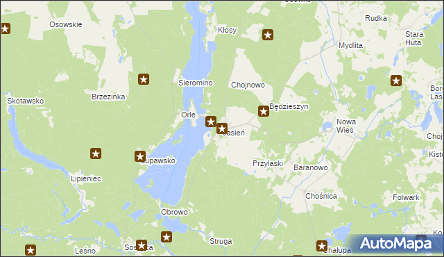 mapa Jasień gmina Czarna Dąbrówka, Jasień gmina Czarna Dąbrówka na mapie Targeo