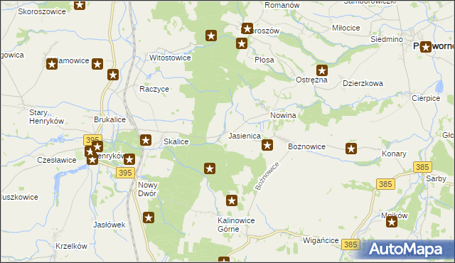 mapa Jasienica gmina Ziębice, Jasienica gmina Ziębice na mapie Targeo