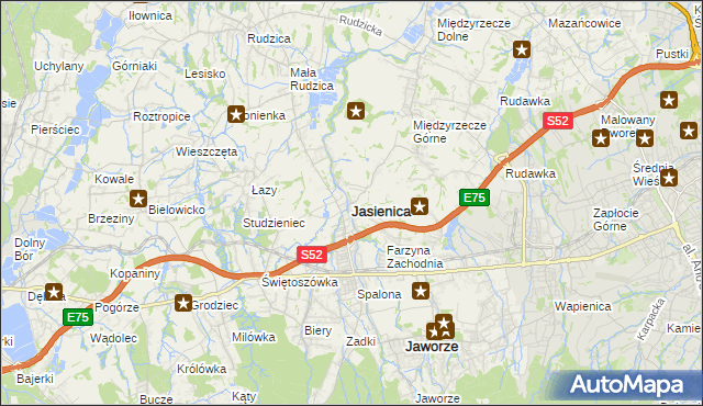 mapa Jasienica powiat bielski, Jasienica powiat bielski na mapie Targeo