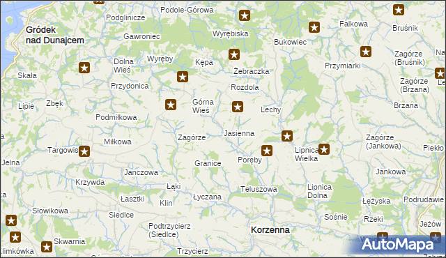 mapa Jasienna, Jasienna na mapie Targeo