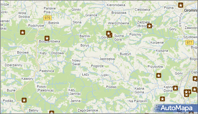 mapa Jastrzębia gmina Ciężkowice, Jastrzębia gmina Ciężkowice na mapie Targeo