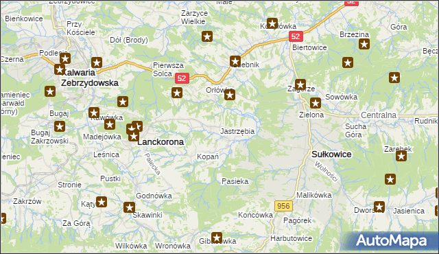 mapa Jastrzębia gmina Lanckorona, Jastrzębia gmina Lanckorona na mapie Targeo