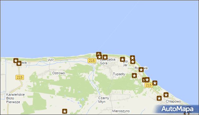 mapa Jastrzębia Góra, Jastrzębia Góra na mapie Targeo