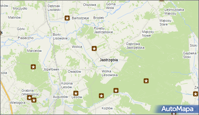 mapa Jastrzębia powiat radomski, Jastrzębia powiat radomski na mapie Targeo