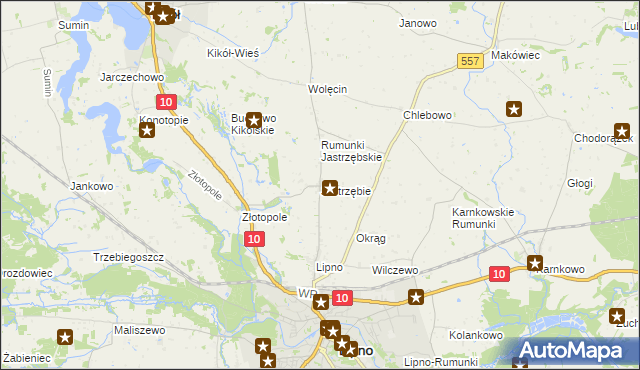 mapa Jastrzębie gmina Lipno, Jastrzębie gmina Lipno na mapie Targeo