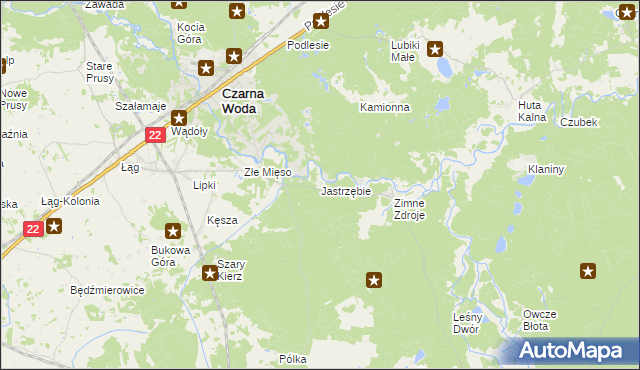 mapa Jastrzębie gmina Osieczna, Jastrzębie gmina Osieczna na mapie Targeo