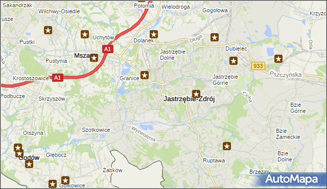 mapa Jastrzębie-Zdrój, Jastrzębie-Zdrój na mapie Targeo