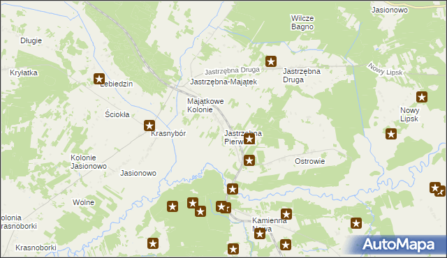 mapa Jastrzębna Pierwsza, Jastrzębna Pierwsza na mapie Targeo