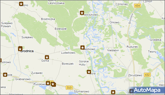 mapa Jaszkowo gmina Brodnica, Jaszkowo gmina Brodnica na mapie Targeo