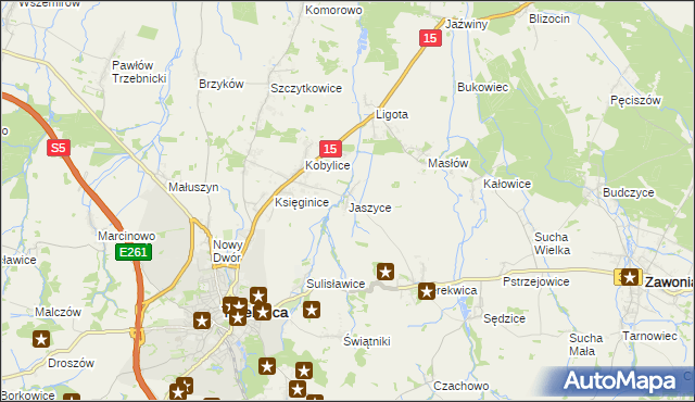 mapa Jaszyce, Jaszyce na mapie Targeo