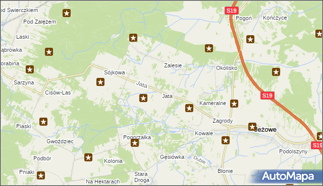 mapa Jata gmina Jeżowe, Jata gmina Jeżowe na mapie Targeo
