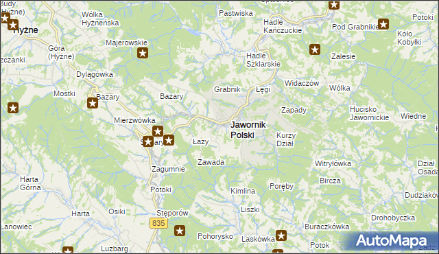 mapa Jawornik-Przedmieście, Jawornik-Przedmieście na mapie Targeo