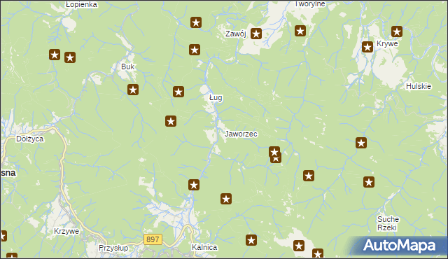 mapa Jaworzec, Jaworzec na mapie Targeo