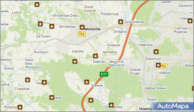 mapa Jaworznia, Jaworznia na mapie Targeo