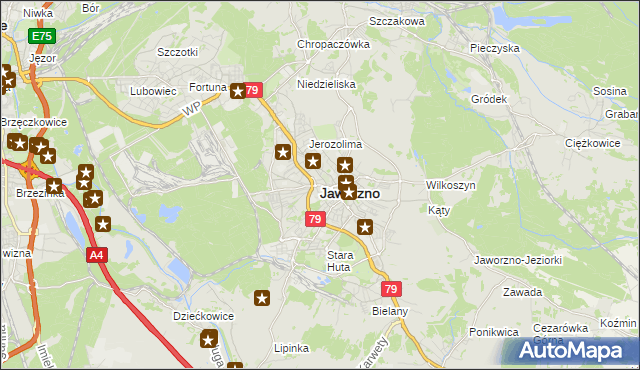 mapa Jaworzno, Jaworzno na mapie Targeo