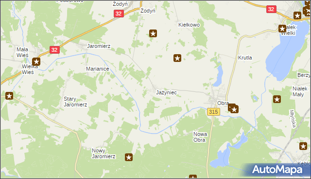 mapa Jażyniec, Jażyniec na mapie Targeo