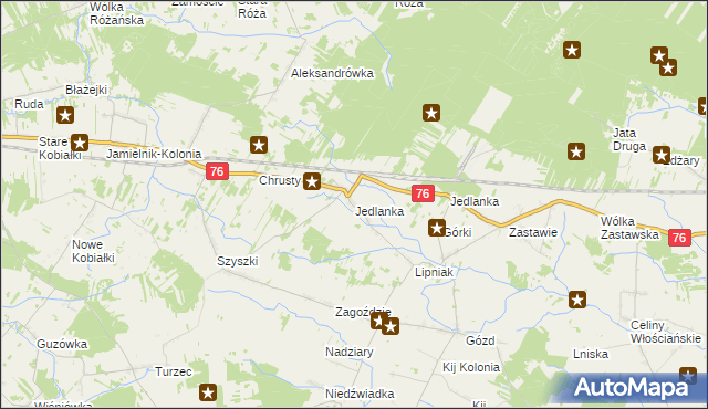 mapa Jedlanka gmina Stoczek Łukowski, Jedlanka gmina Stoczek Łukowski na mapie Targeo