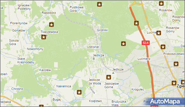 mapa Jedlicze B, Jedlicze B na mapie Targeo