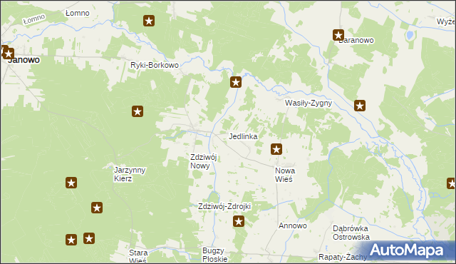mapa Jedlinka gmina Chorzele, Jedlinka gmina Chorzele na mapie Targeo