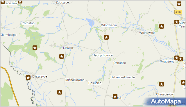 mapa Jędrychowice, Jędrychowice na mapie Targeo