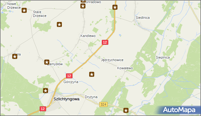 mapa Jędrzychowice gmina Szlichtyngowa, Jędrzychowice gmina Szlichtyngowa na mapie Targeo