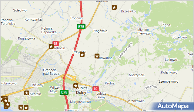 mapa Jedwabno gmina Lubicz, Jedwabno gmina Lubicz na mapie Targeo