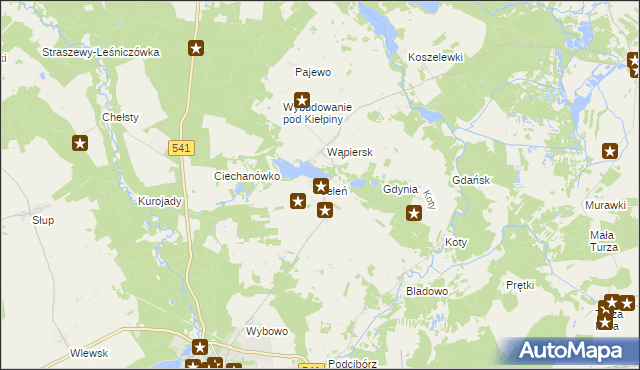 mapa Jeleń gmina Lidzbark, Jeleń gmina Lidzbark na mapie Targeo