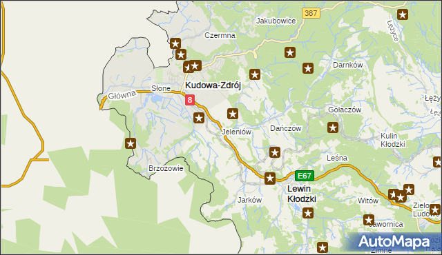 mapa Jeleniów gmina Lewin Kłodzki, Jeleniów gmina Lewin Kłodzki na mapie Targeo