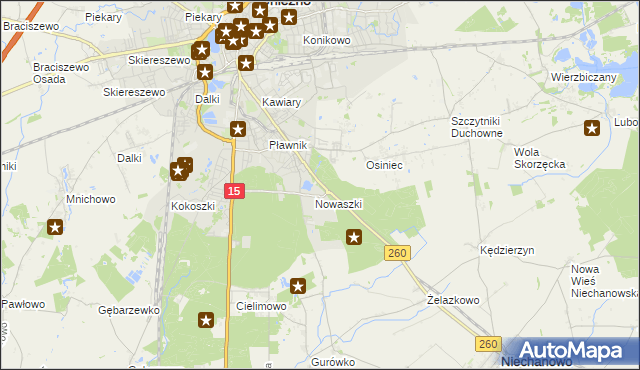 mapa Jelonek gmina Niechanowo, Jelonek gmina Niechanowo na mapie Targeo