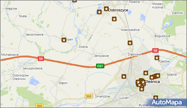 mapa Jenkowice gmina Oleśnica, Jenkowice gmina Oleśnica na mapie Targeo