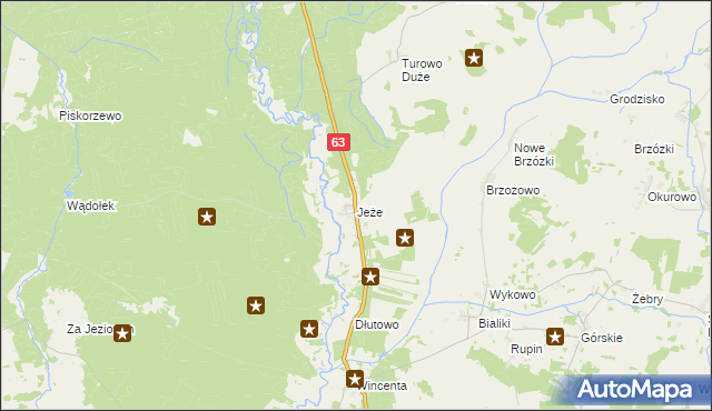 mapa Jeże gmina Pisz, Jeże gmina Pisz na mapie Targeo